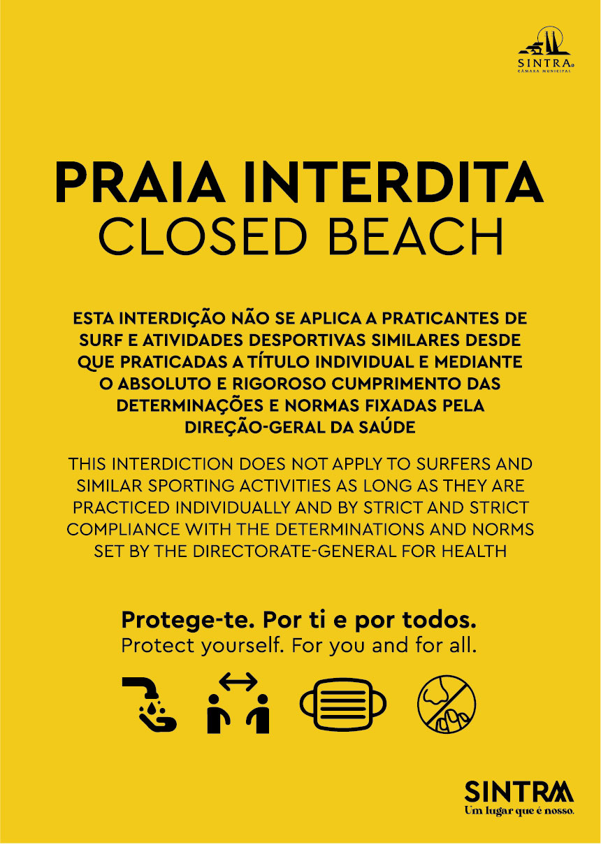 Placas de interdição das praias 